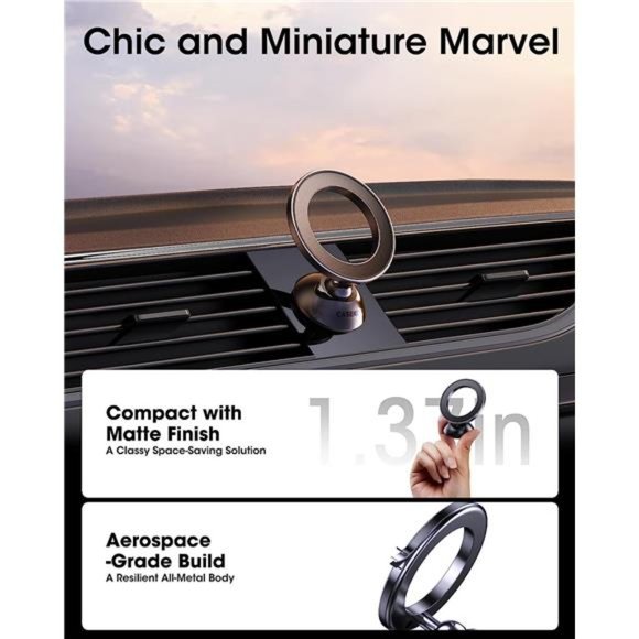 MagSafe Car Mount  Mini Classy All-Metal Phone Mount, 360° Rotatable Holder - Picture 5 of 6